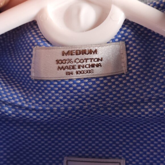 Peter Millar Check Button-Down Cotton Nanoluxe Medium Blue Long Sleeve Mens - Picture 10 of 16